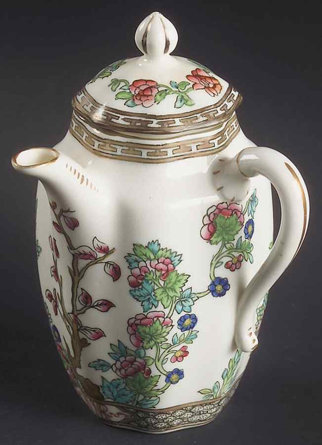 Indian Tree Multicolor (Scalloped, Older) Mini Coffee Pot & Lid by Coalport-1