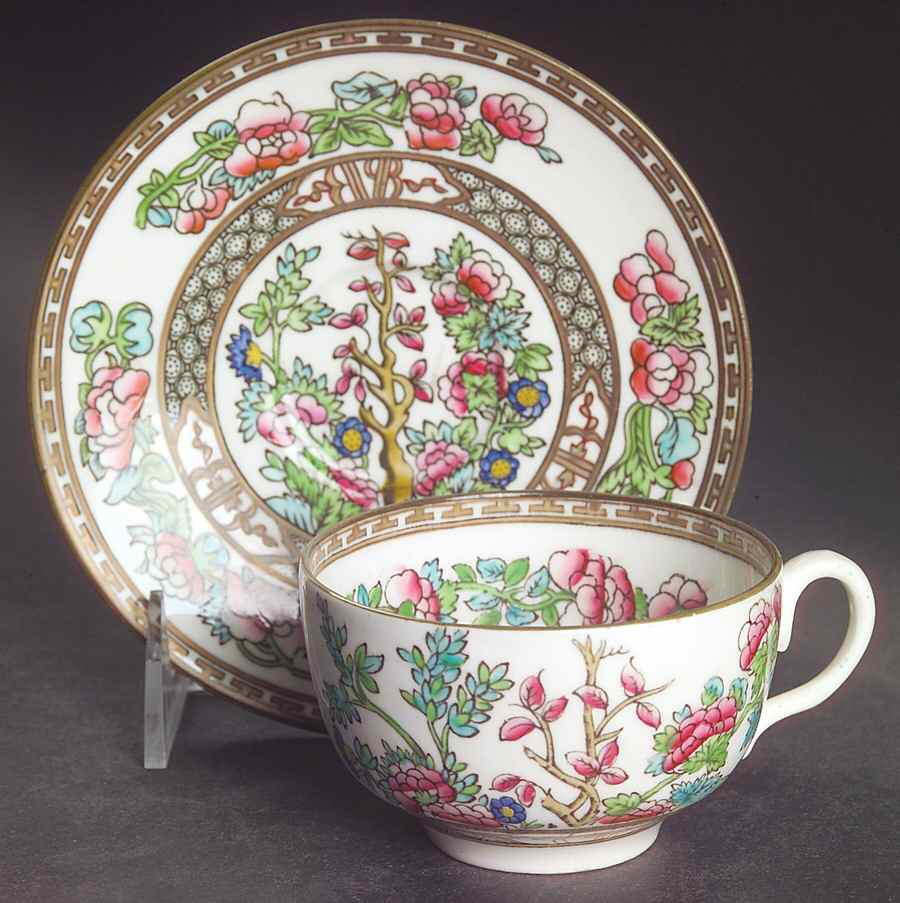 Indian Tree Multicolor (Smooth Edge) Flat Cup & Saucer Set by Coalport-1