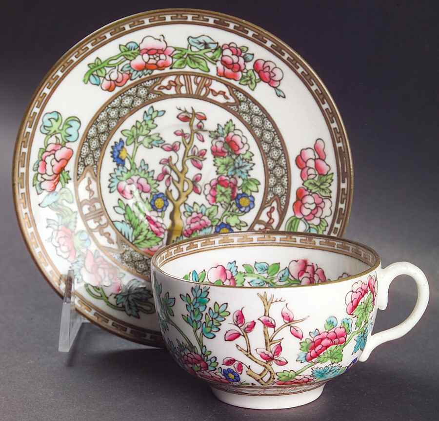 Indian Tree Multicolor (Smooth Edge) Flat Cup & Saucer Set by Coalport-1