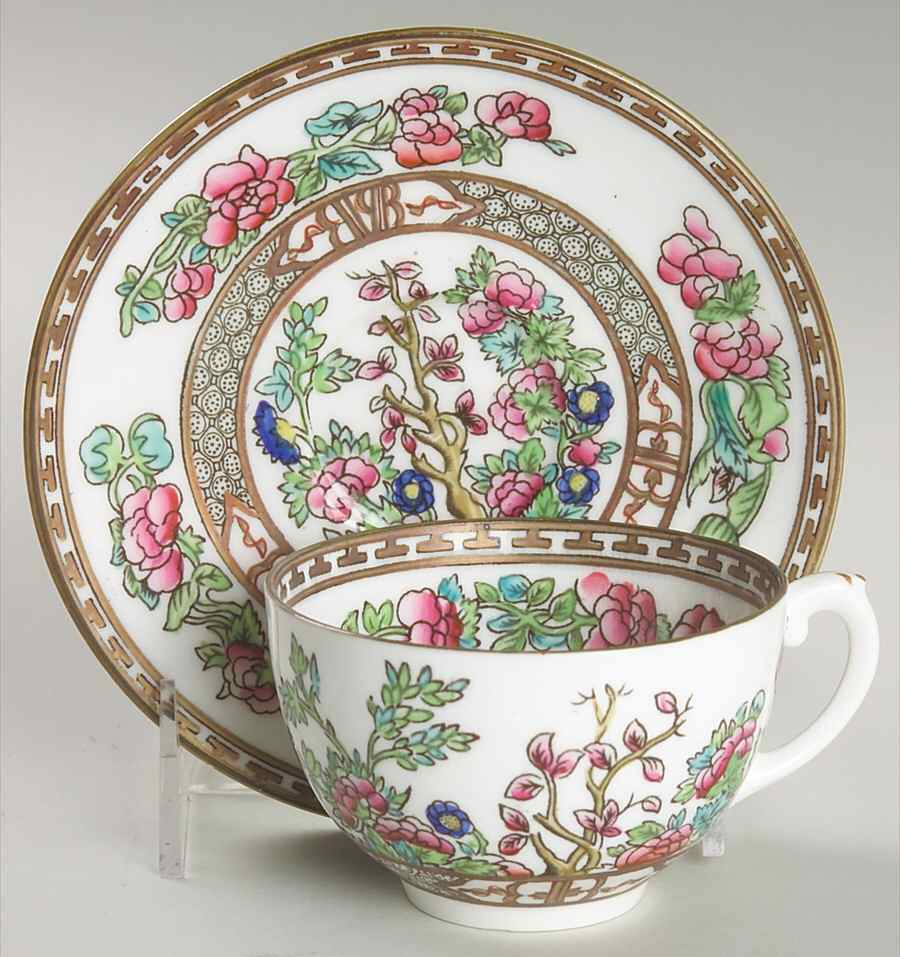 Indian Tree Multicolor (Smooth Edge) Flat Cup & Saucer Set by Coalport-1