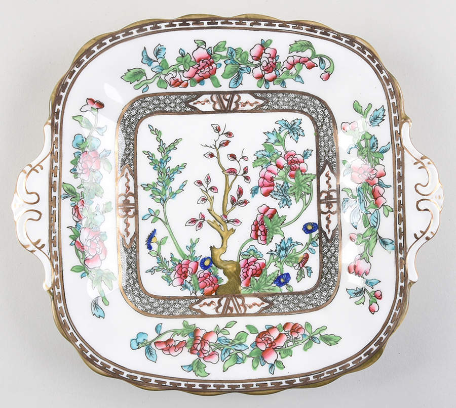 Indian Tree Multicolor (Semi Scalloped) Square Handled Cake Plate by Coalport-1