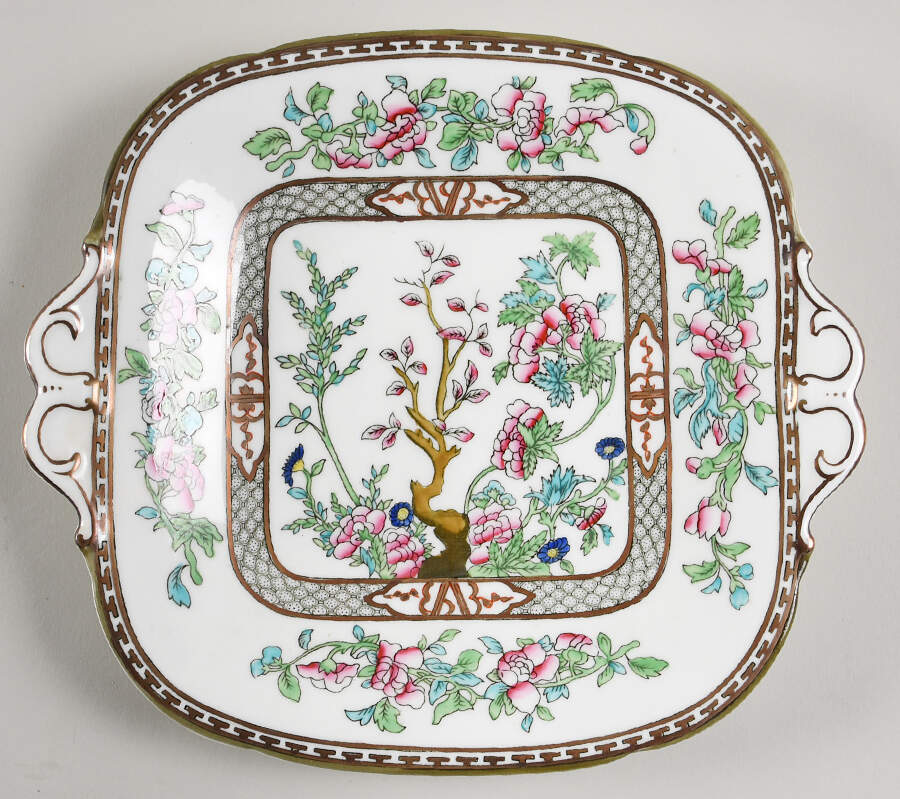 Indian Tree Multicolor (Semi Scalloped) Square Handled Cake Plate by Coalport-1