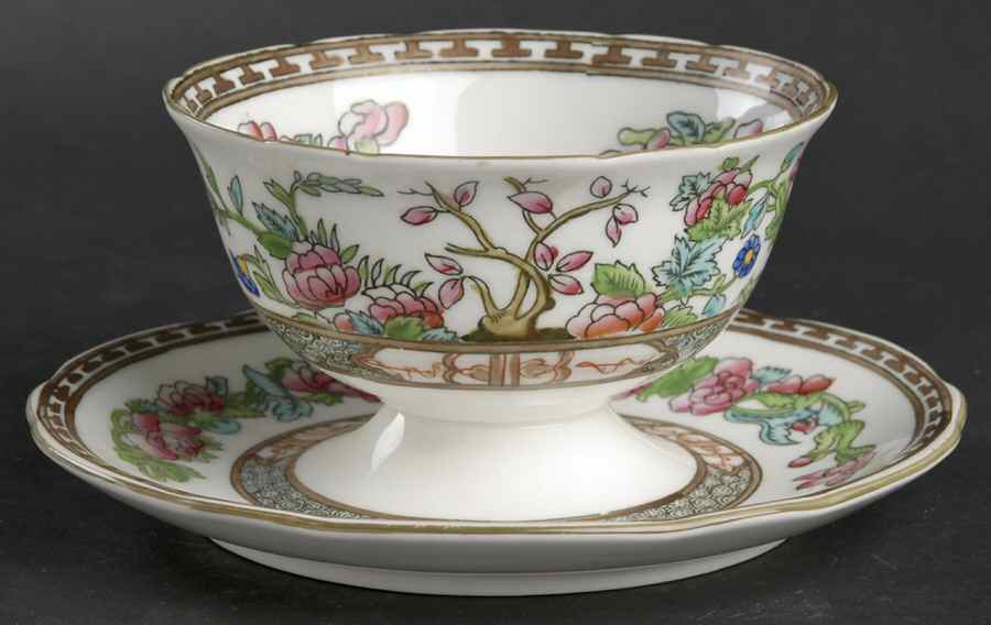 Indian Tree Multicolor (Semi Scalloped) Mayonnaise with Attached Underplate by Coalport-1