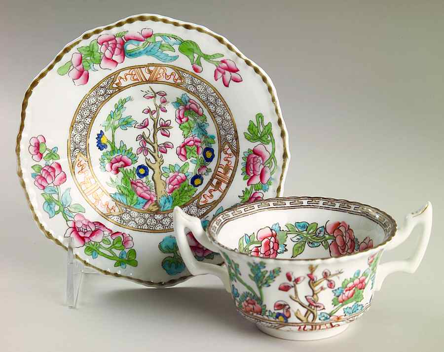 Indian Tree (Beaded) Flat Bouillon Cup & Saucer by Coalport-1