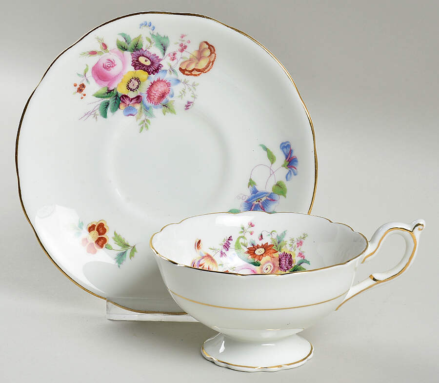 Junetime Footed Cup & Saucer Set by Coalport-1