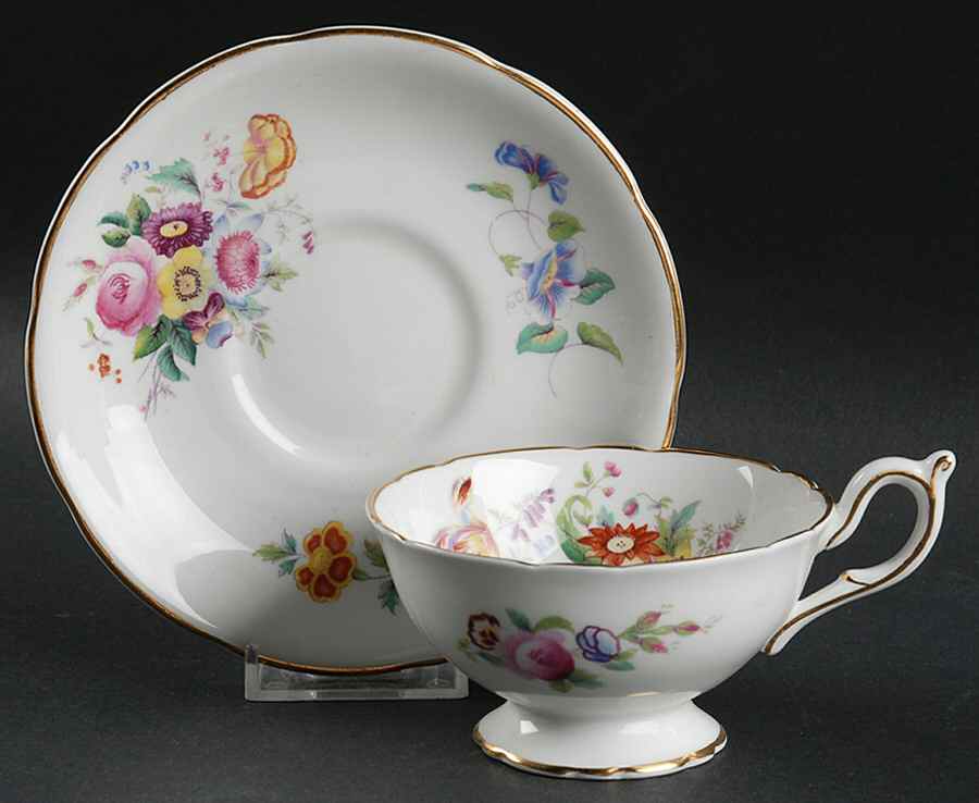 Junetime Footed Cup & Saucer Set by Coalport-1