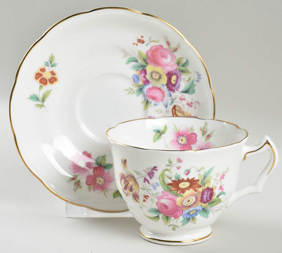Junetime Footed Cup & Saucer Set by Coalport-1