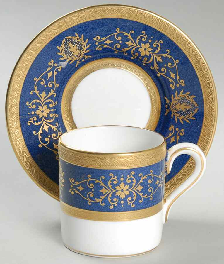 Lady Anne Cobalt Blue Flat Demitasse Cup & Saucer Set by Coalport-1