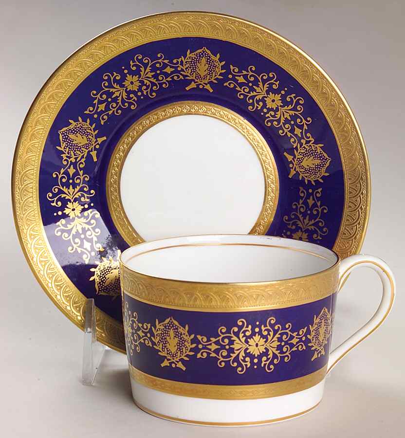 Lady Anne Cobalt Blue Flat Cup & Saucer Set by Coalport-1