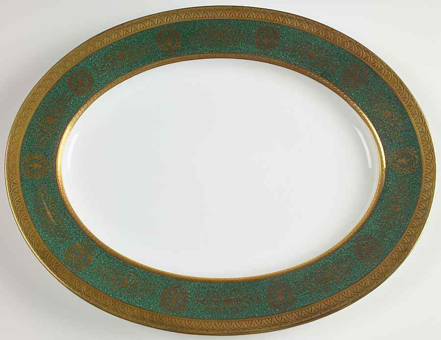 Lady Anne Green 14" Oval Serving Platter by Coalport-1