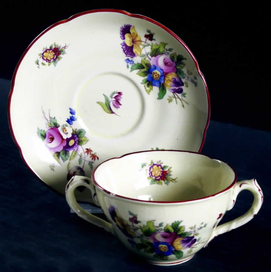 Lady Sylvia Flat Bouillon Cup & Saucer by Coalport-1