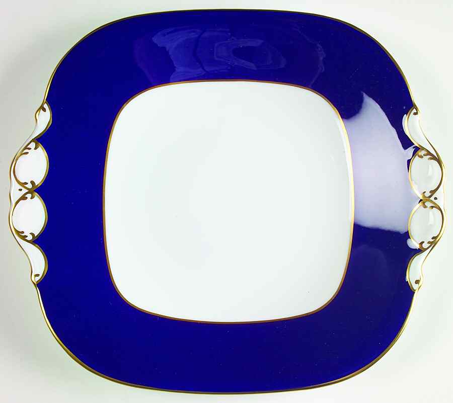 Majestic Blue Square Handled Cake Plate by Coalport-1
