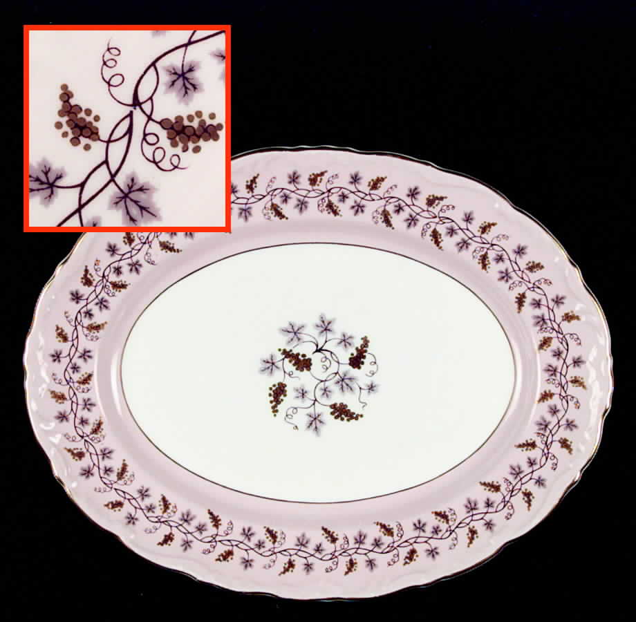 Minerva Pink 11" Oval Serving Platter by Coalport-1