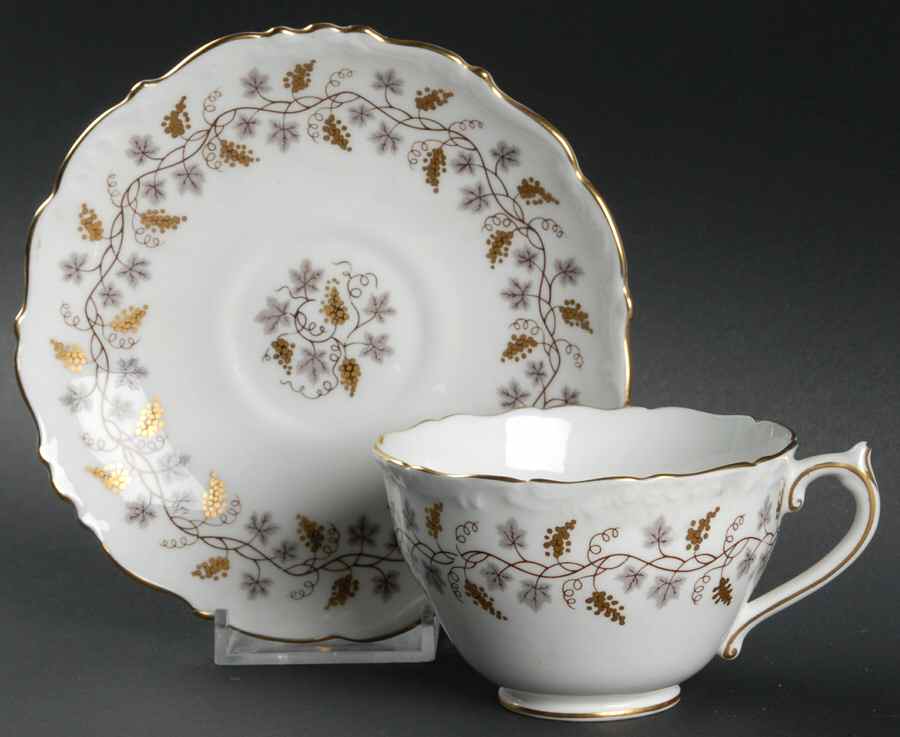 Minerva White (Raised Edge) Footed Cup & Saucer Set by Coalport-1