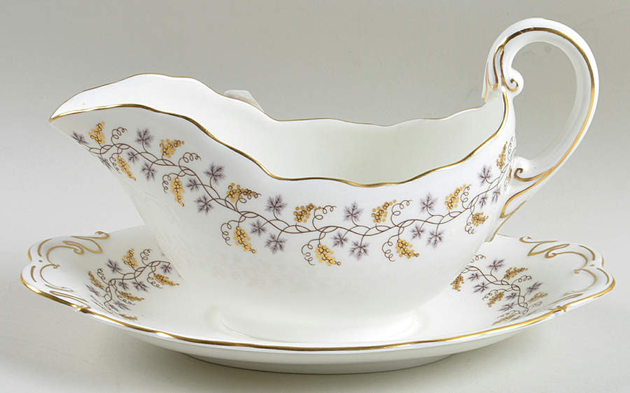 Minerva White (No Raised Edge) Gravy Boat with Attached Underplate by Coalport-1