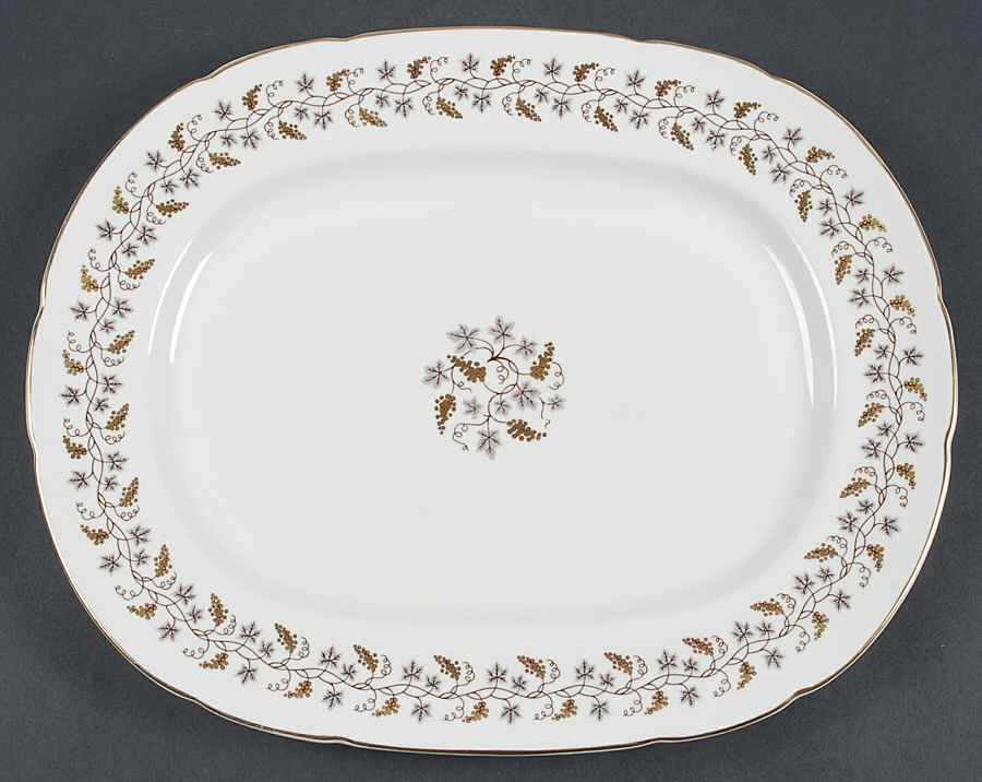 Minerva White (No Raised Edge) 14" Oval Serving Platter by Coalport-1