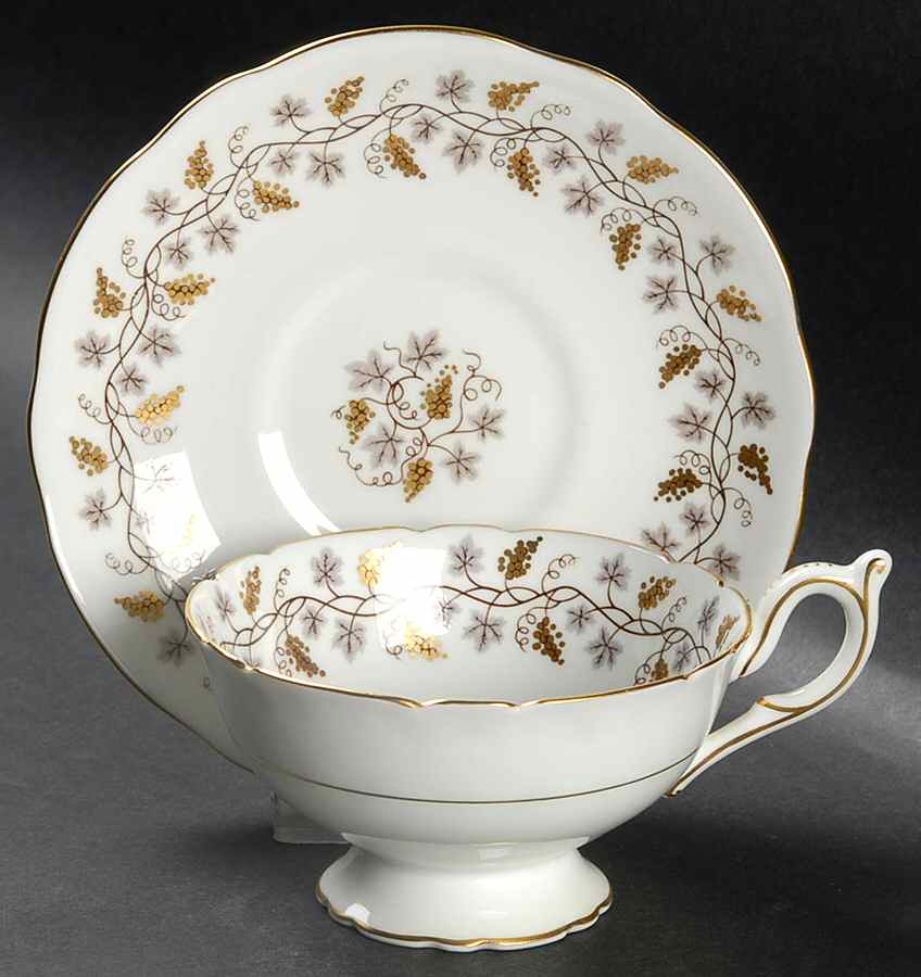 Minerva White (No Raised Edge) Footed Cup & Saucer Set by Coalport-1