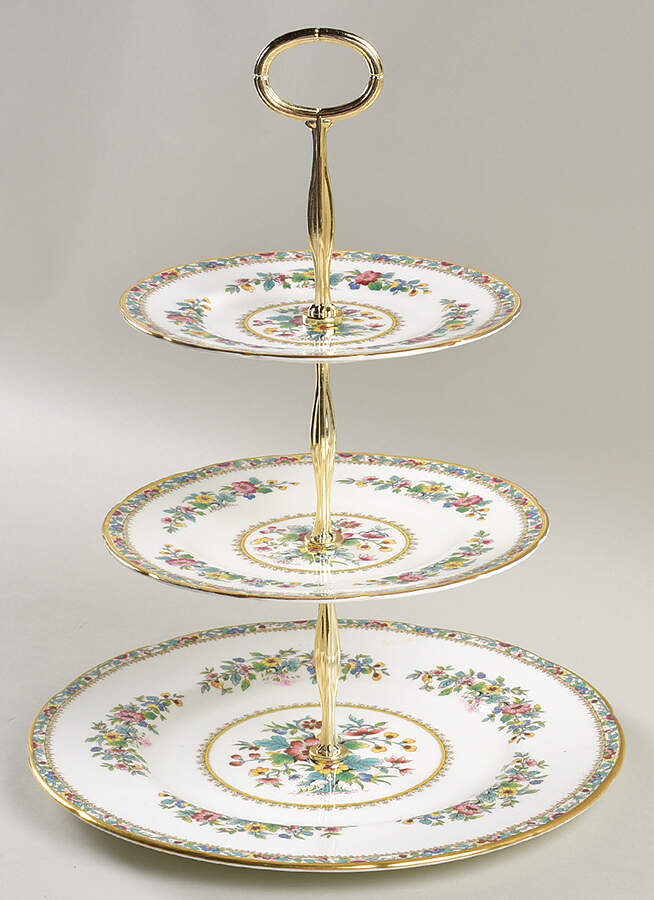Ming Rose 13 7/8"-14 1/4" 3-Tiered Serving Tray(DP,SP,BB) HC by Coalport-1