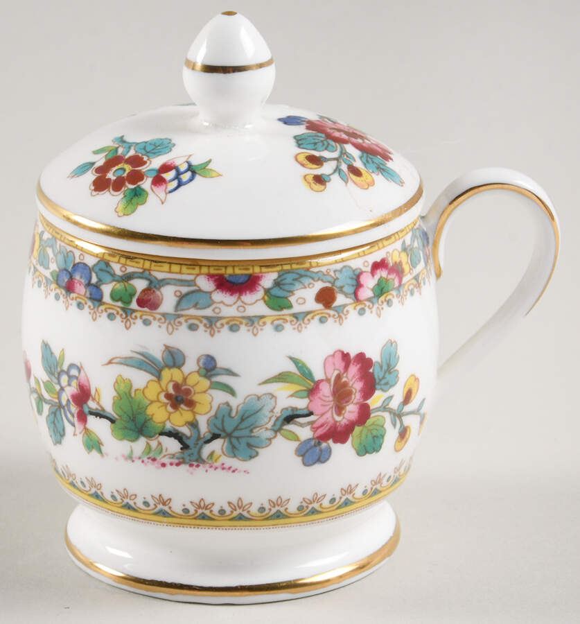 Ming Rose 2 Pc Pot de Creme w/Lid & Base by Coalport-1