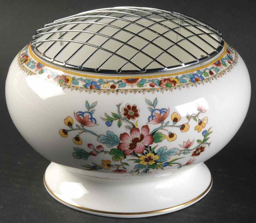 Ming Rose Frog Vase with Metal Grid by Coalport-1