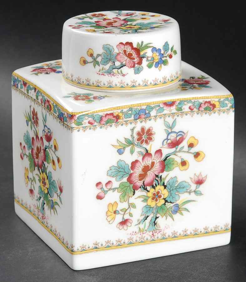 Ming Rose Tea Caddy & Lid by Coalport-1