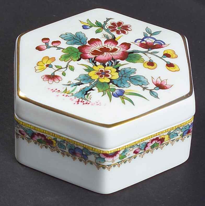 Ming Rose Hexagonal Box & Lid by Coalport-1