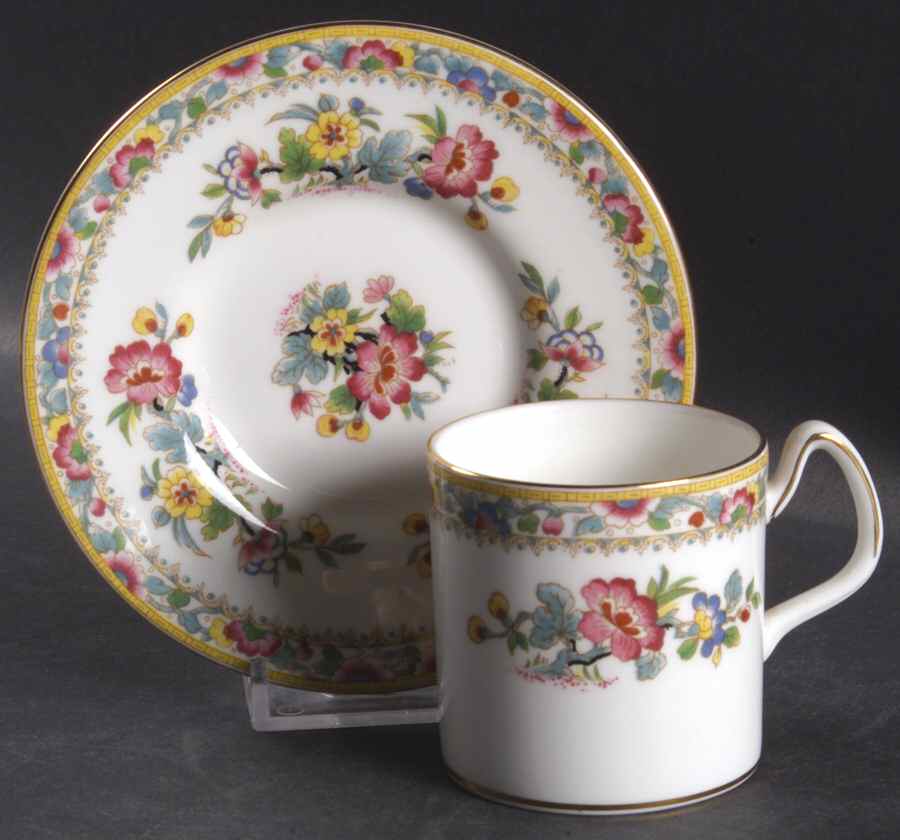 Ming Rose Flat Demitasse Cup & Saucer Set by Coalport-1