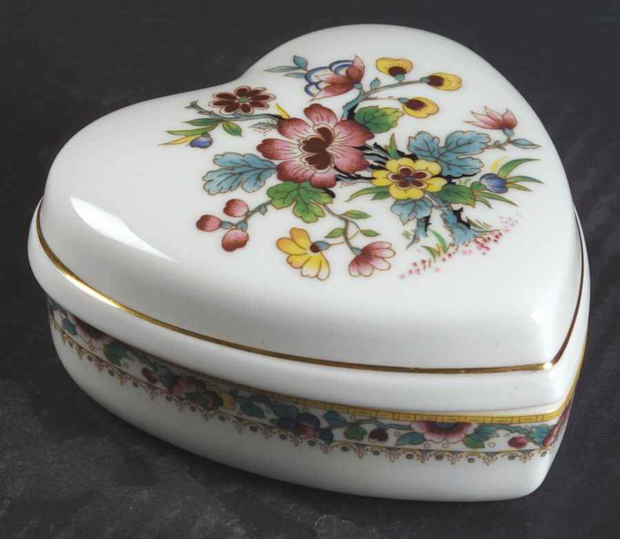 Ming Rose Heart Shape Box & Lid by Coalport-1