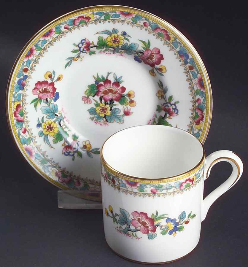 Ming Rose Flat Demitasse Cup & Saucer Set by Coalport-1