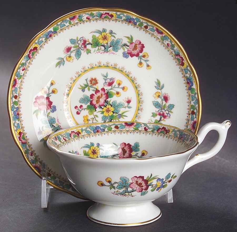 Ming Rose Footed Cup & Saucer Set by Coalport-1