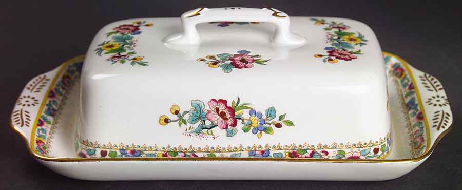 Ming Rose Rectangular Covered Butter by Coalport-1