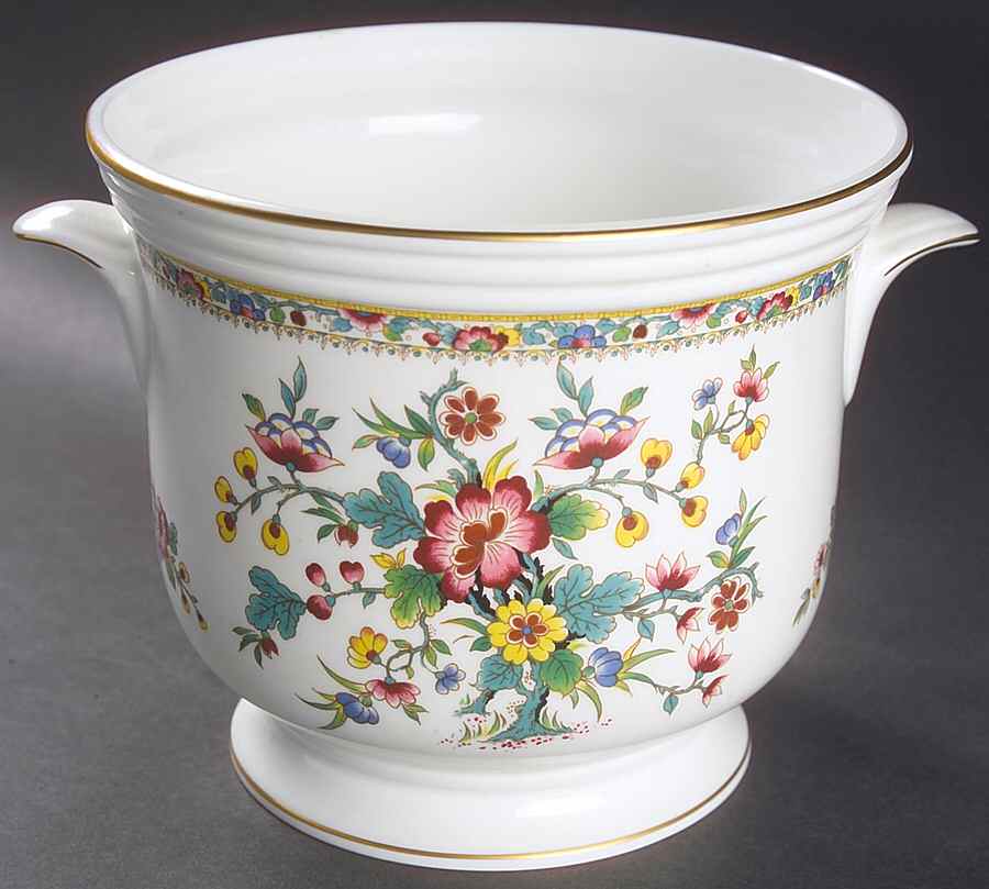 Ming Rose 6" Handled Cachepot by Coalport-1