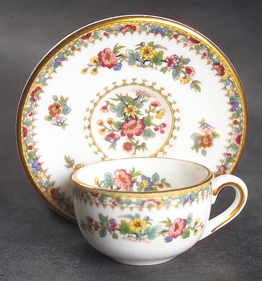 Ming Rose Miniature Cup and Saucer Set by Coalport-1