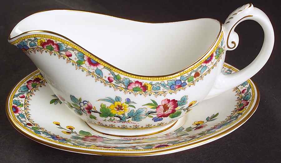 Ming Rose Individual Gravy Boat & Plate by Coalport-1