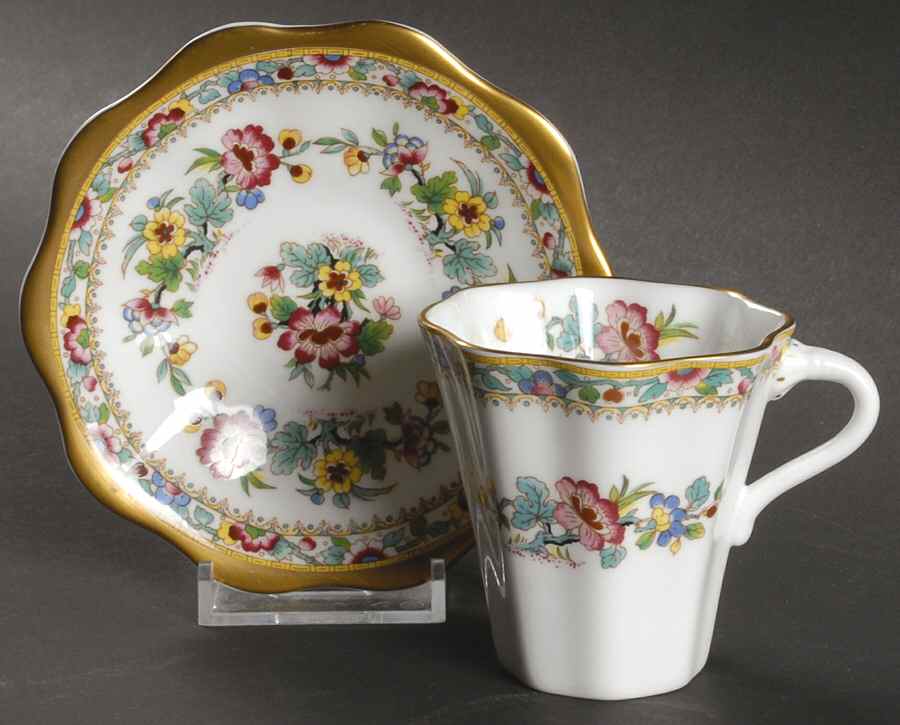 Ming Rose Flat Demitasse Cup & Saucer Set by Coalport-1