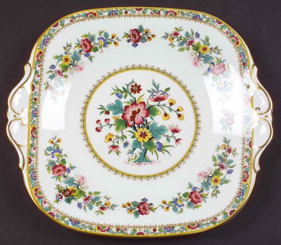 Ming Rose Square Handled Cake Plate by Coalport-1