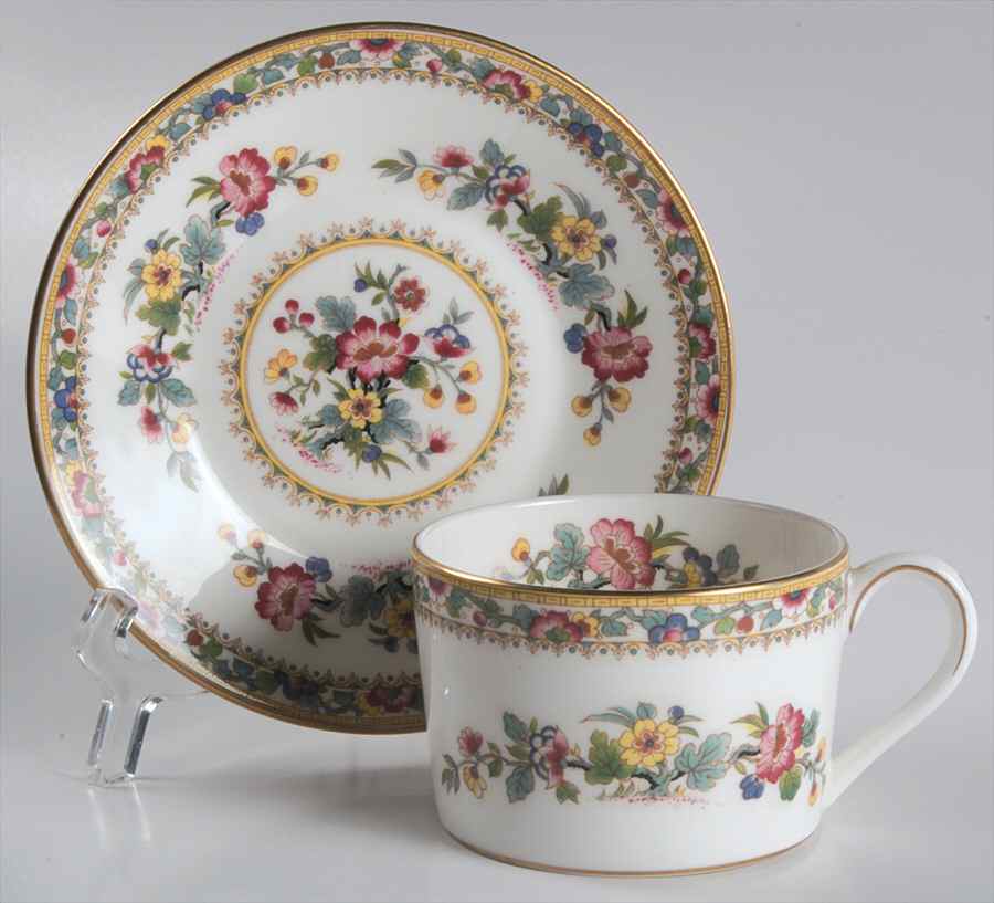 Ming Rose Flat Cup & Saucer Set by Coalport-1