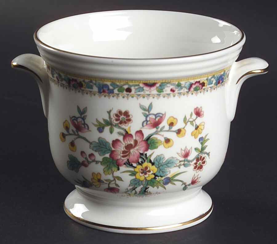 Ming Rose 4" Handled Cachepot by Coalport-1