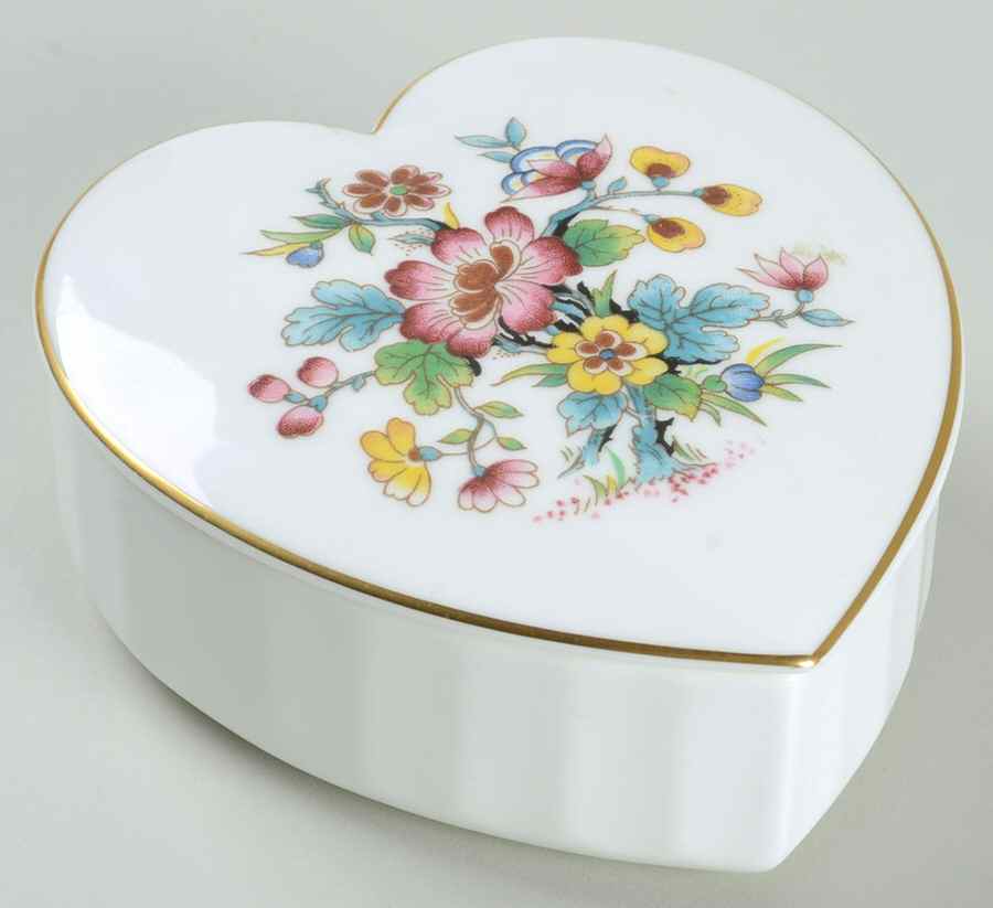 Ming Rose 3" Heart Shape Box & Lid by Coalport-1