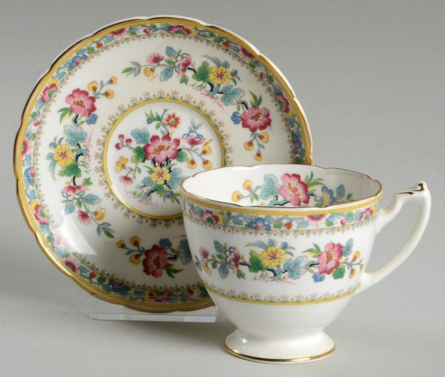 Ming Rose Footed Cup & Saucer Set by Coalport-1