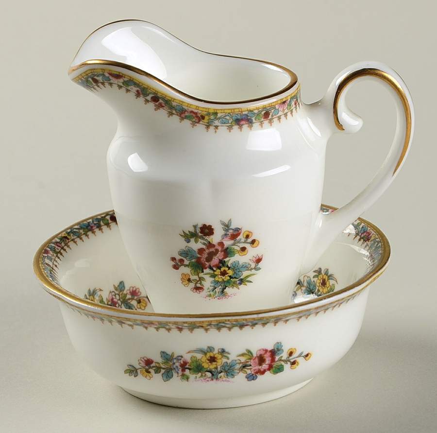 Ming Rose Toy Pitcher and Bowl Set by Coalport-1