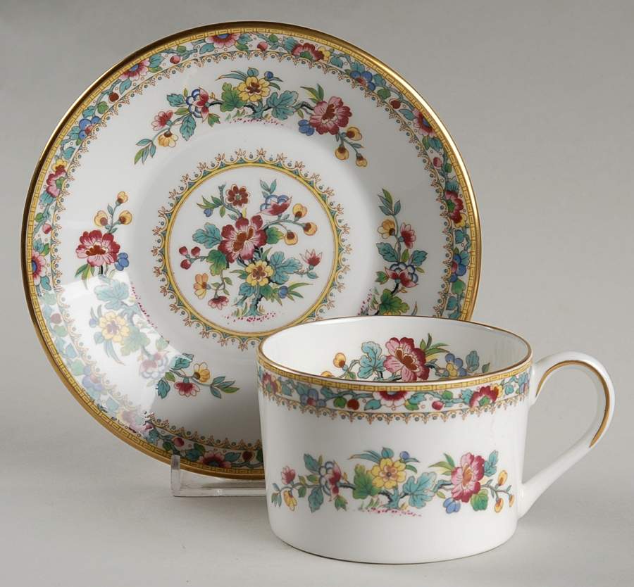 Ming Rose Flat Cup & Saucer Set by Coalport-1