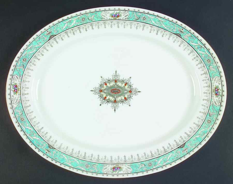 Montreal Turquoise 16" Oval Serving Platter by Coalport-1