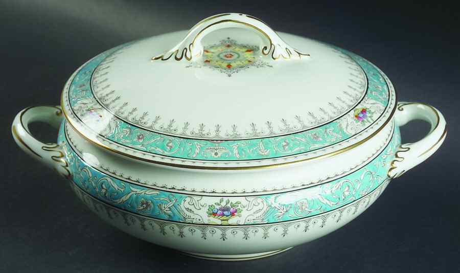 Montreal Turquoise Round Covered Vegetable by Coalport-1