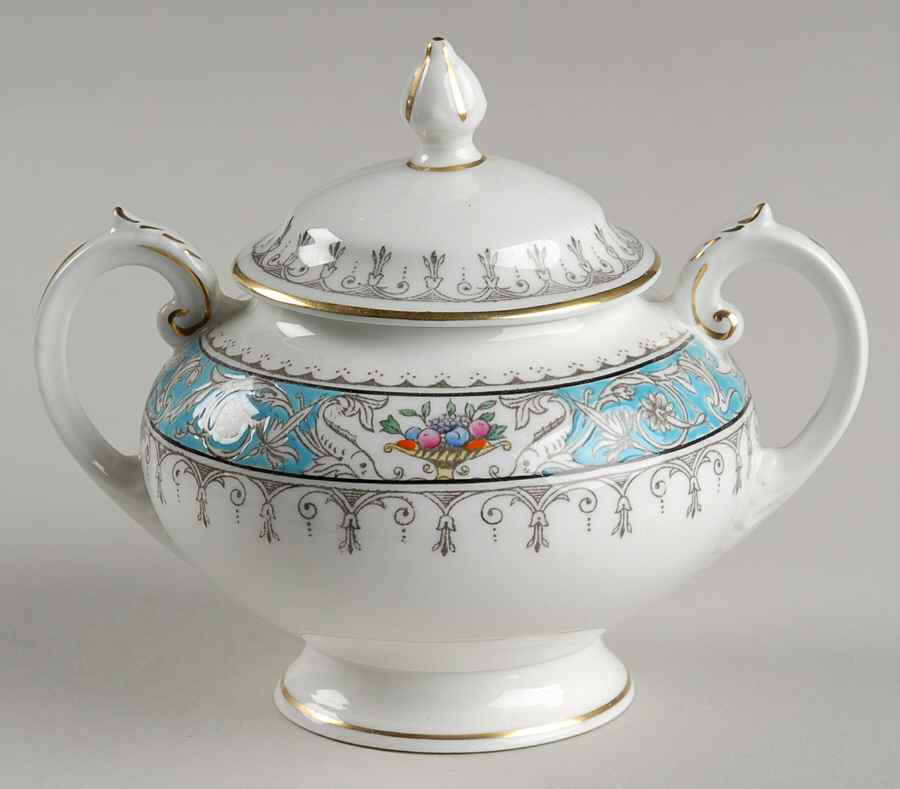 Montreal Turquoise Sugar Bowl & Lid by Coalport-1