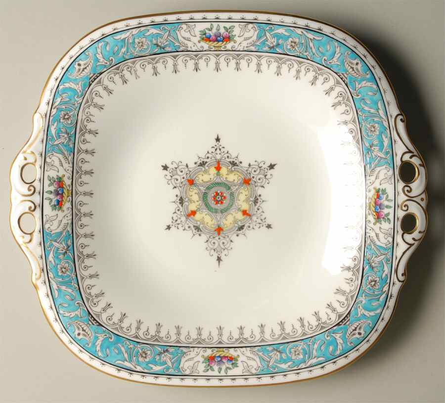 Montreal Turquoise Square Handled Cake Plate by Coalport-1