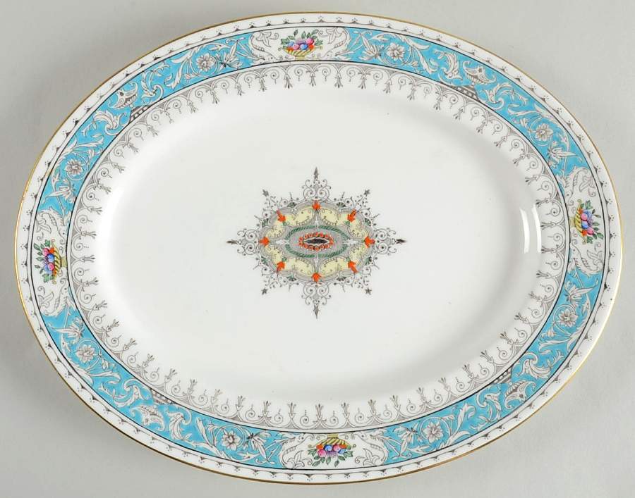 Montreal Turquoise 13" Oval Serving Platter by Coalport-1