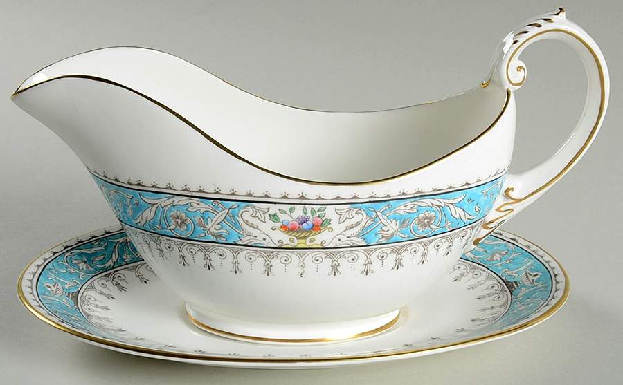 Montreal Turquoise Gravy Boat & Underplate by Coalport-1