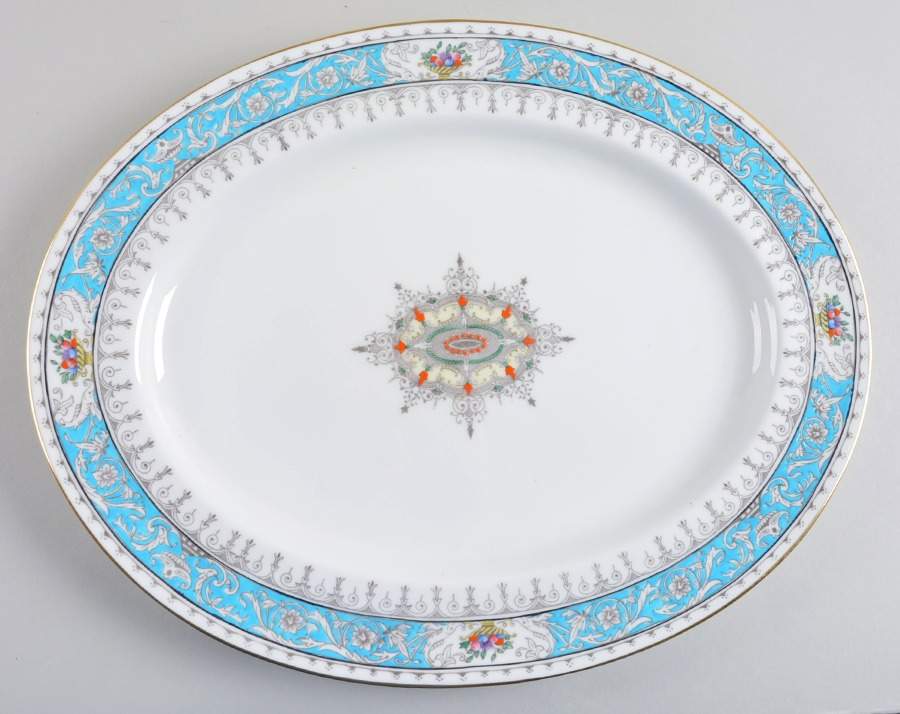 Montreal Turquoise 14" Oval Serving Platter by Coalport-1