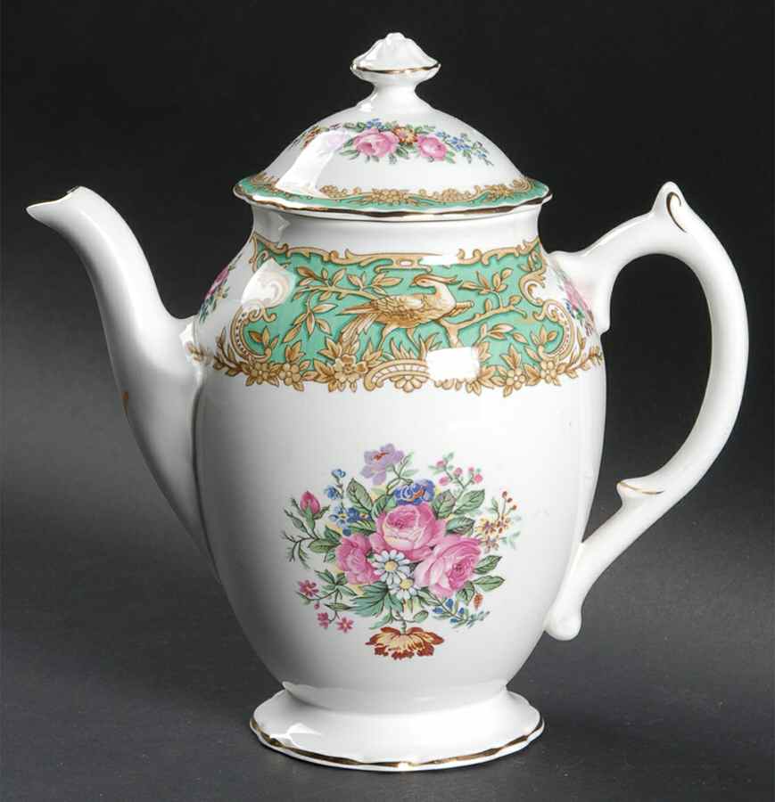 Montrose Green Mini Coffee Pot & Lid by Coalport-1
